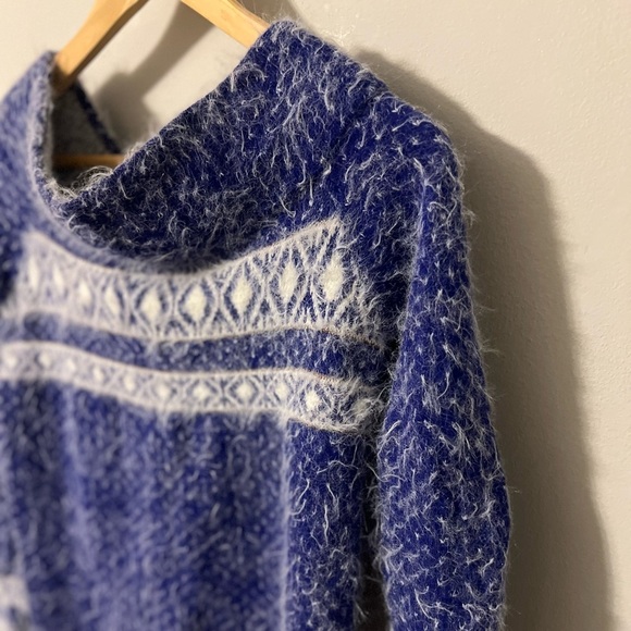 Anthropologie Sleeping On Snow Faroe Off Shoulder Sweater Blue Small - Picture 2 of 12
